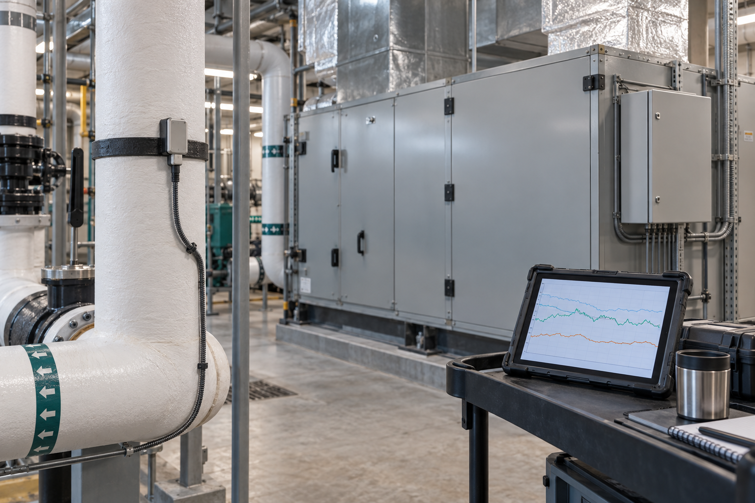 Illustration of HVAC sensor and controls monitoring